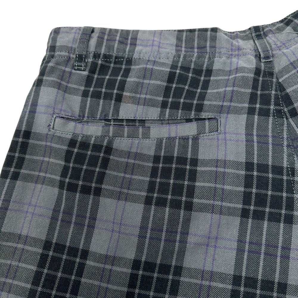 DC Mens Chino Shorts Gray Black Purple Plaid Flat Front Casual Pockets 34 *FLAW* - Picture 6 of 16